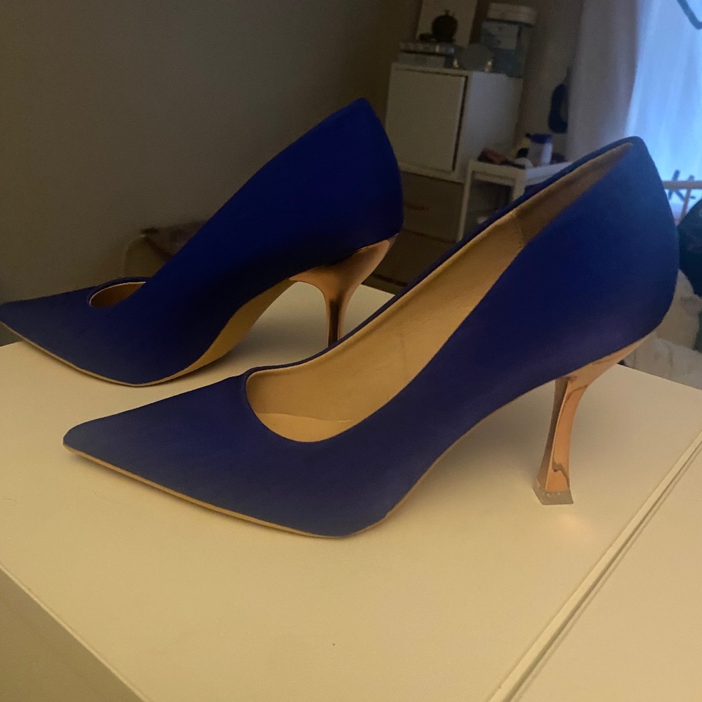 Indigo with cooper metallic heel